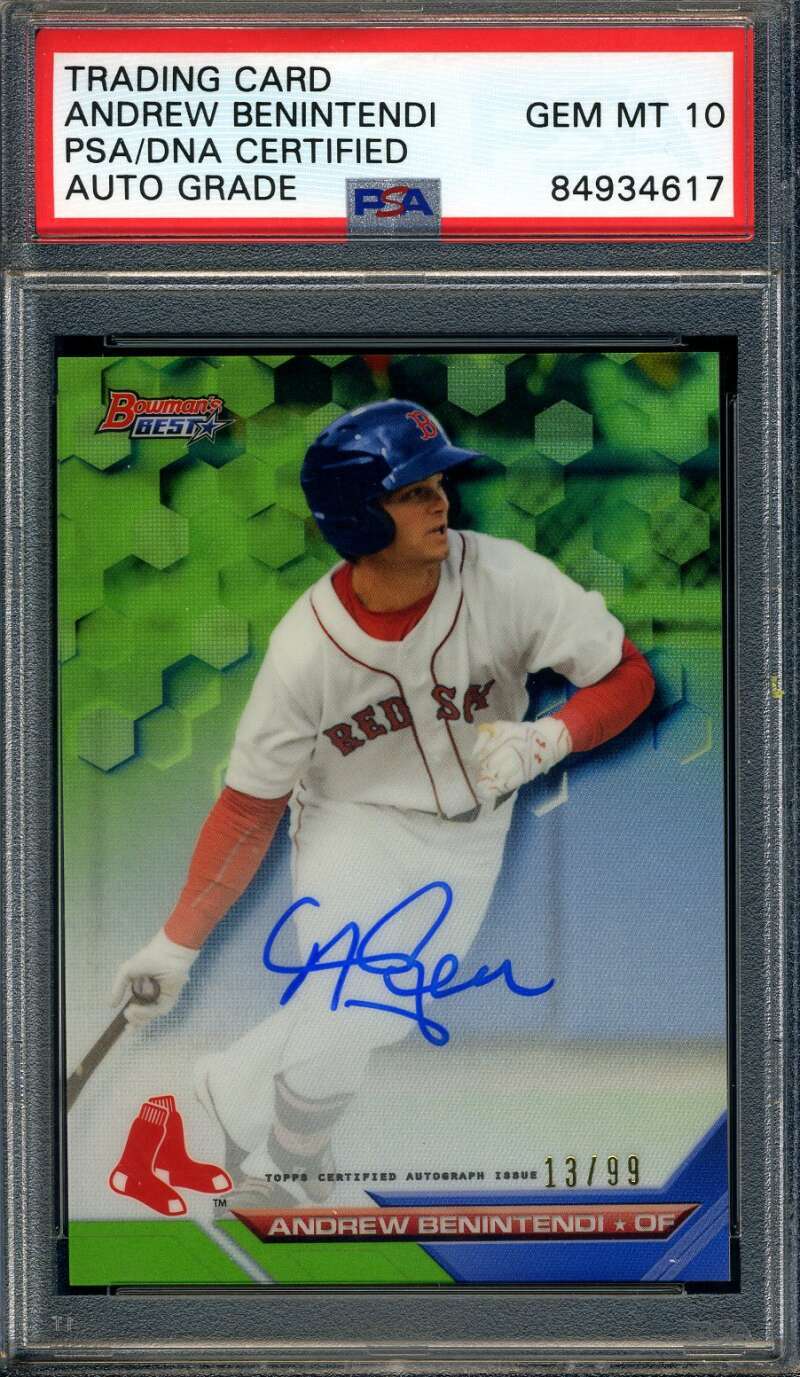 Andrew Benintendi Gem Mint 10 PSA DNA Signed 2016 Bowman's Best Rookie 13/99