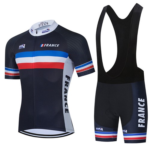 Men France Cycling Jersey Bib Shorts Kits Short Sleeve Shirt Padded Bibs - Picture 13 of 13