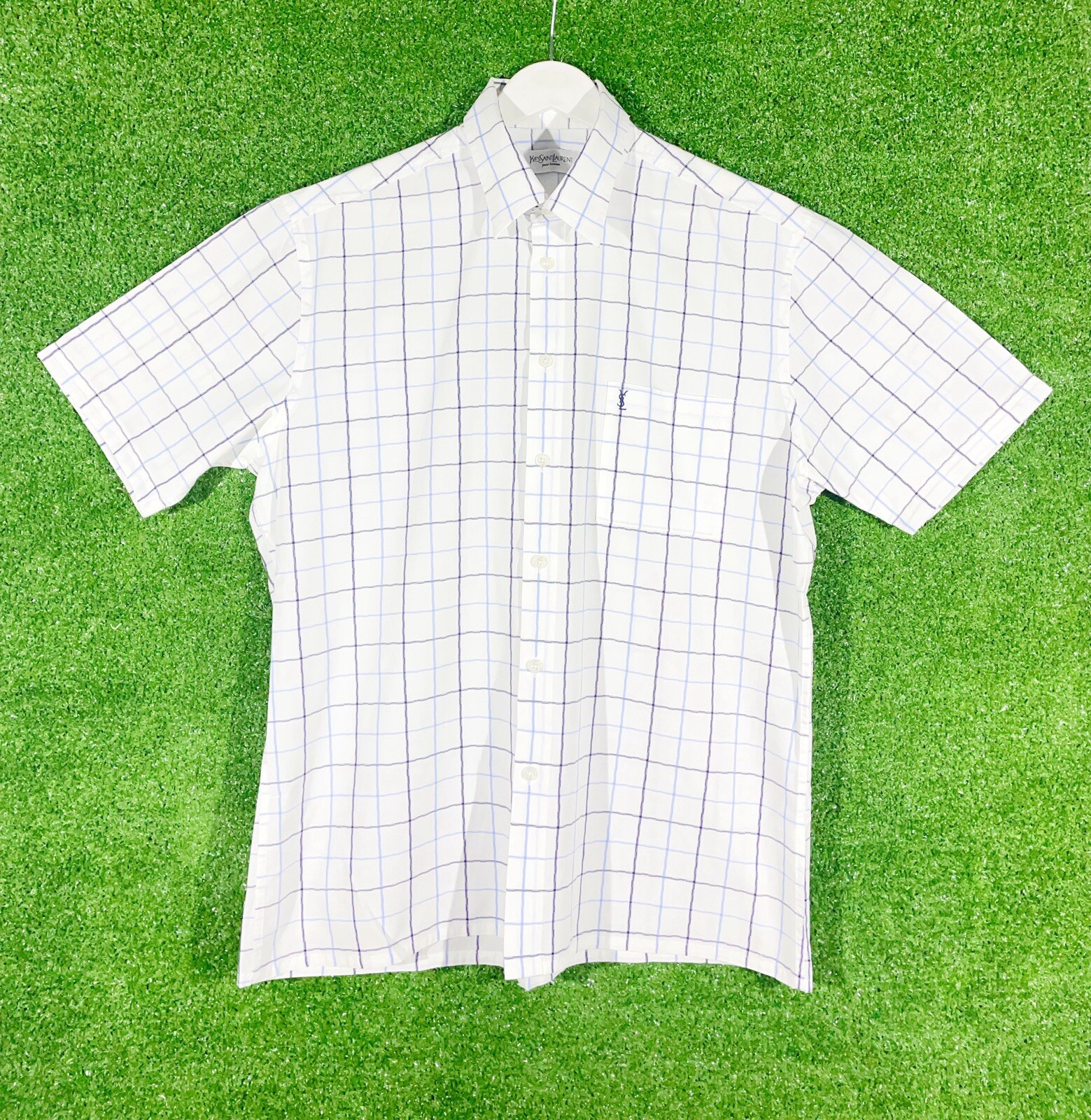 Yves Saint Laurent Camicia Uomo Manica Corta Vintage Crop Stile Papà Taglia L