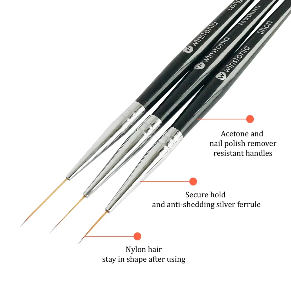 Набор кистей для нейл-арта Winstonia длинные тонкие полоски акриловая ручка маникюрный набор - Изображение 2 из 4