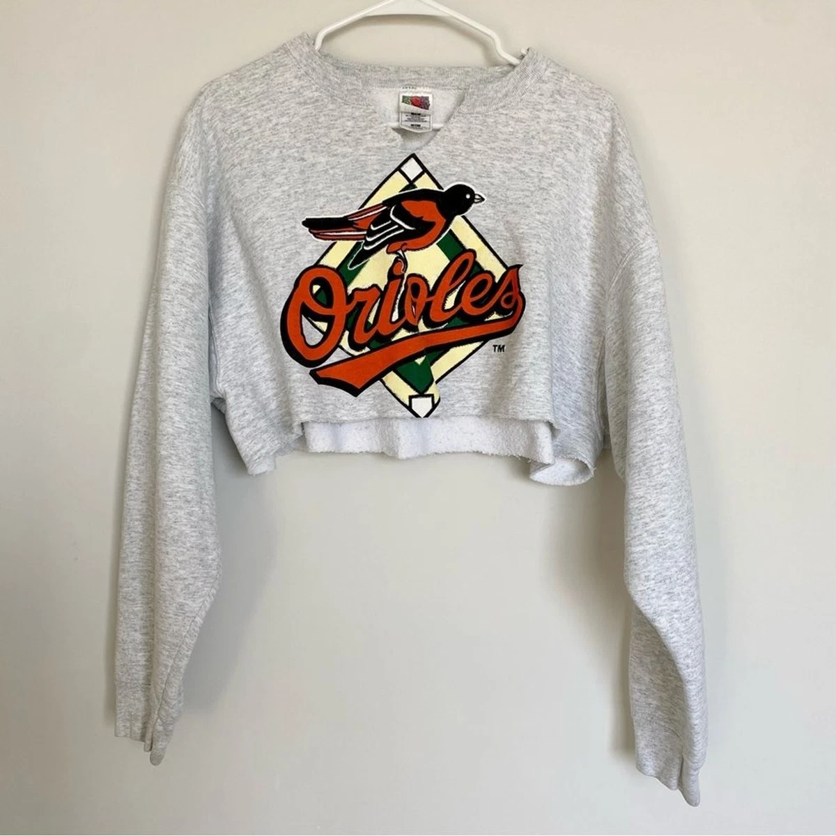 Fruit of the loom long sleeve crew neck cropped sweatshirt sale
