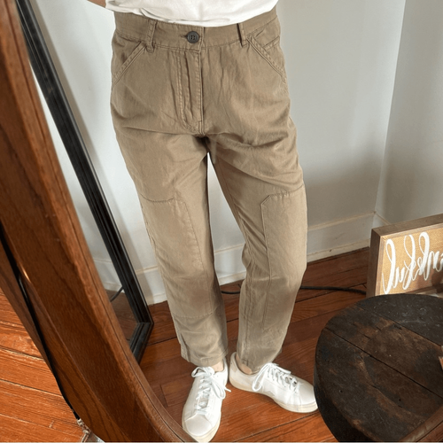 Pantaloni cargo donna Current/Elliott taglia 30 misto lino The Worker gamba dritta nuovi con etichette - Foto 2 di 15
