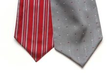 NWT Grey and Red Striped Reversible Silk ascot Camellucci A172