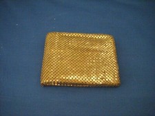 Vintage 1940's Whiting & Davis Gold Lame Mesh Ladies Bi-fold Wallet Style USA