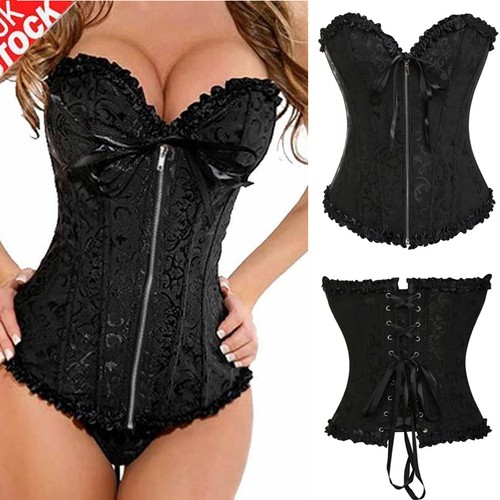 Mujeres Corsé Lencería Burlesque Vasco Top Sobre Busto Con Cordones Disfraz Vestido Elegante - Imagen 18 de 42