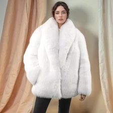 Luxury Women Full Pelt Genuine Fox Fur Coats Winter Thick Warm Real Fur Overcoat