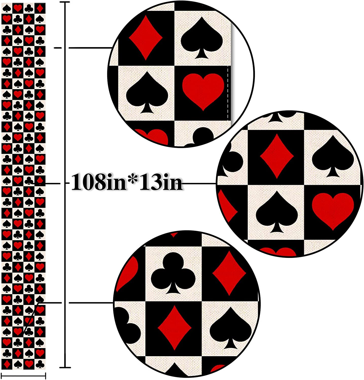 Nepnuser Linen Casino Table Runner Las Vegas Party Decoration Poker