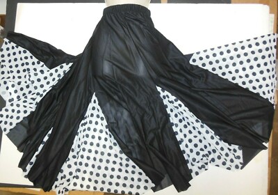 Flamenco Drawstring Skirt dotted White and Black Ladies sizes Very full 