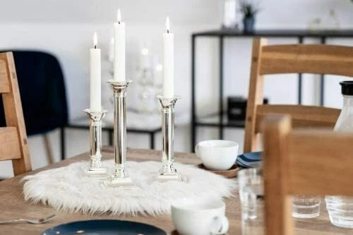 Candelabro In Argento Portacandele Con Incisione - Immagine 3 di 4