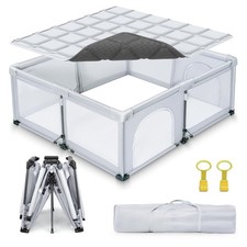 Foldable Baby Playpen w/ Mat, 50x50" Portable Travel Play Pen for Babies