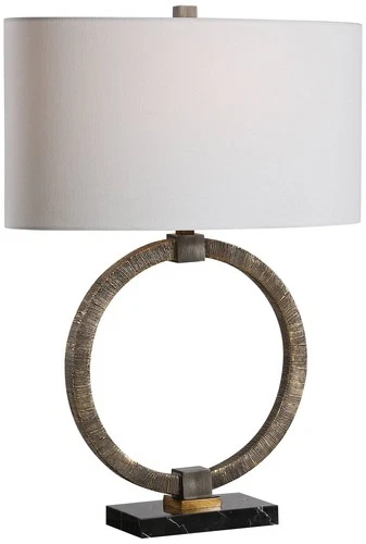 Rustic Table Lamp 26" High Antiqued Gold White Oval Shade for Living Room House - Picture 2 of 7