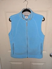 Columbia Fleece Vest Size Medium Womens Light Blue Full Zip Athletic Outdoor 