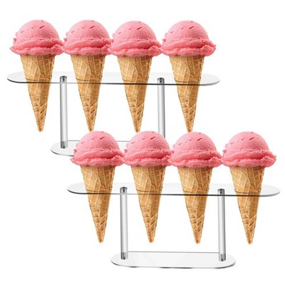 2 PCS Large Acrylic Ice Cream Cone Holder Stand 4 Holes Charcuterie