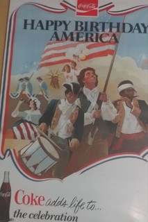 VINTAGE COCA COLA BICENTENIAL 1776 1976 LARGE POSTER SIGN ANTIQUE FREE SHIPPING