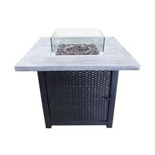 Garden Fire Pit Outdoor Gas Large 86cm Table Lava Rocks Rattan Base Teamson