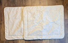 2 Vintage Off White Lace Standard Pillow Shams On Poly/Cotton Mix Made In USA