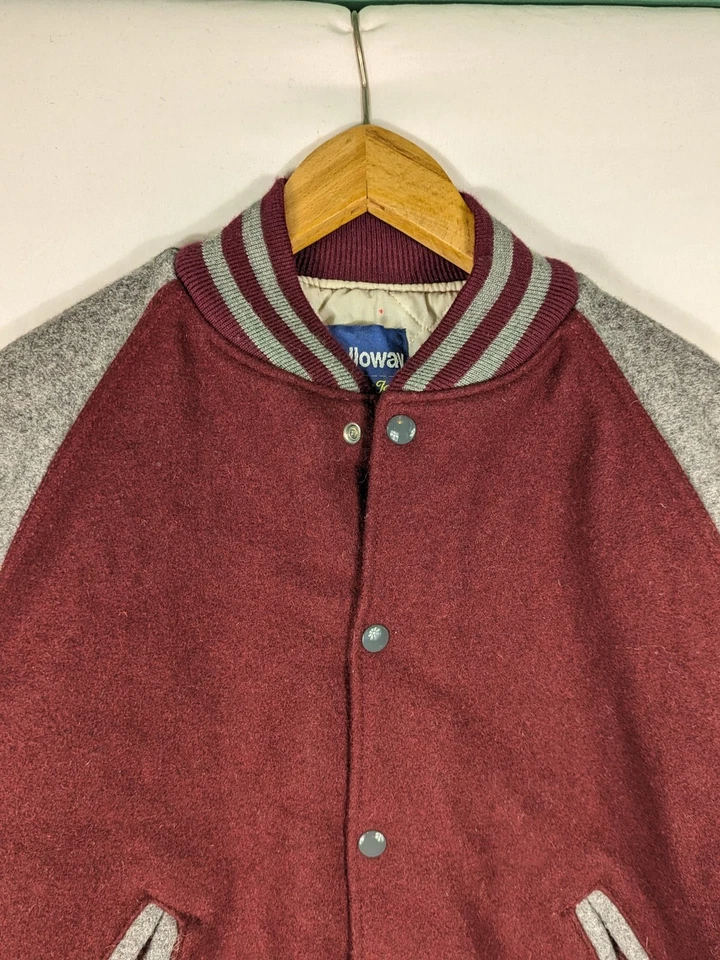 HOLLOWAY Vtg 70s Original College Jacket Wool Varsity JACKET Men's L - Image 2 of 4