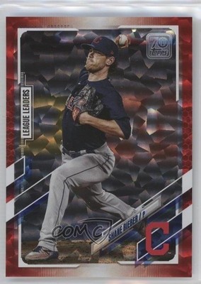 2021 Topps League Leaders Red 15/199 Shane Bieber #105 7eo