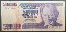 (1997) Türkiye 500,000 Lirası P212a, K33-373569.