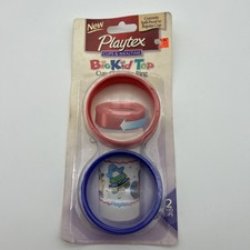 Vintage Playtex Cups Mealtime Big Kid Top Cup Converter Ring 2 Pack Red blue