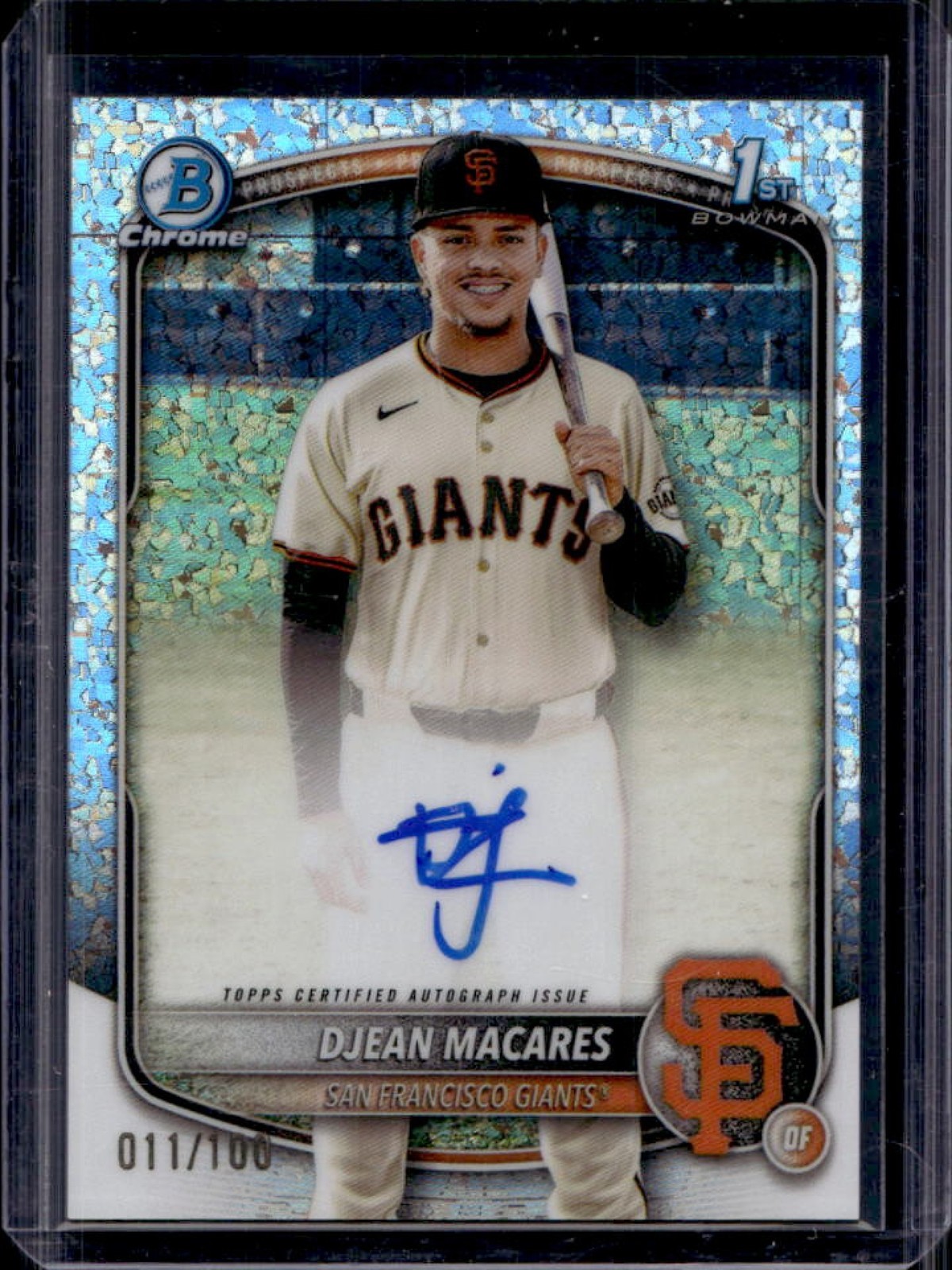 2025 Bowman Chrome Djean Macares Auto Mini Diamonds Refractor 1st Prospect #/100