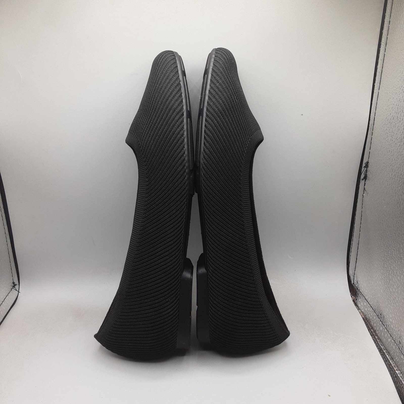 Comfortview Shoes Womens Size 11 Black Knit Ballet Flats Slip On Square Toe