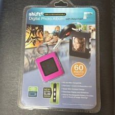 SHIFT3 PINK Digital Photo Album W Keychain USB2 Rechargeable 60 Photo Capacity