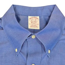 Brooks Brothers Classic Dress Shirt Mens 17.5-35 Blue Non-Iron Supima Cotton