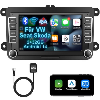 Lehwey Bluetooth Autoradio mit Bildschirm für Golf 5 6 VW Polo T5 Passat Tour...