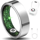 Smart Fitness Ring Heart Rate Sleep Activity Tracker Silver Size 8v (Q)