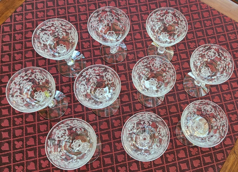 Lote de 10 preciosas copas de agua/vino de cristal Fostoria de colección Foto 2 de 4
