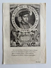Antique Engraving Francis II, Dauphin of France – Son of King Henry II 