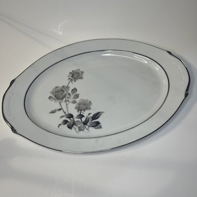 Yamaka Fine China Nocturne Gray Rose 14 1/2  Large Platter