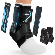 2 Pack Ankle Brace for Women Men, Lace-Up Support with Side Stabilizers