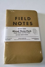 Field Notes Set Of Three Mixed Graph, Ruled, Plain Paper 48pg Memo Books, Sealed
