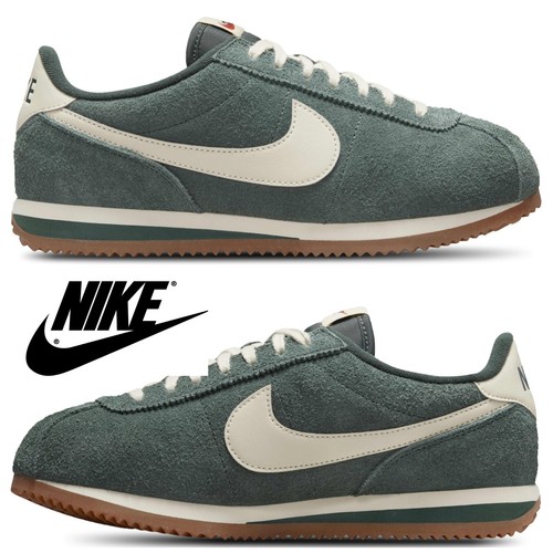 Nike CORTEZ De colección Para mujeres Zapatos Informales Cómodos Tenis Gamuza Verde Blanco