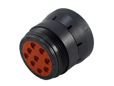 Deutsch HD16-9-1939S, Plug w/ Coupling Ring, 9 Pin, Black In Line, Coupling Ring