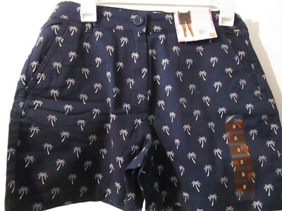 Stella Parker Collection Womens Printed Stretch Fabric Shorts Navy Palm Size 8