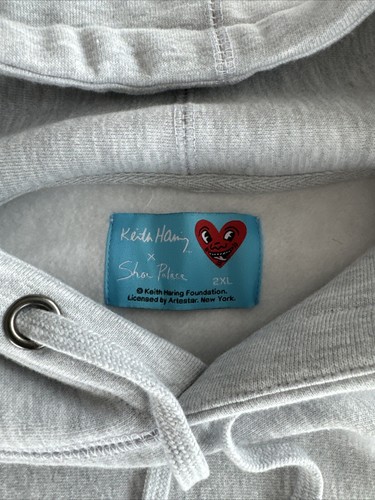 Herren Keith Haring X Shoe Palace Hoodie Logo bestickt grau XXL - Bild 5 von 7