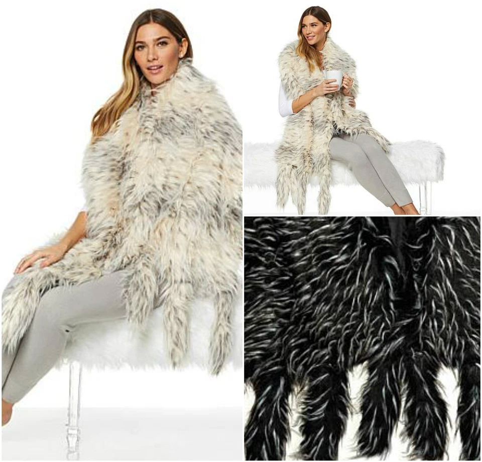 Adrienne manta envolvente ARCTIC FOX lector de piel sintética envoltura colas mfs $175 Foto 4 de 4