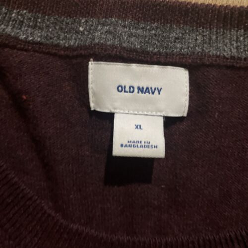 Old Navy Mens Sweater Extra Large Wine Purple Pullover V-Neck Jumper Casual - Picture 2 of 6