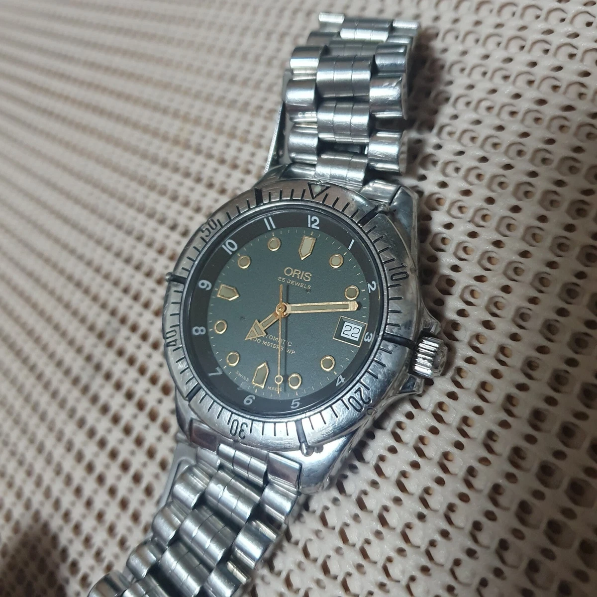 Oris B 7401 Automatic Divers Watch Vintage Green Dial 38mm .22