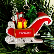 Ganz Red Christmas Sleigh Ornament - Personalized -Choose Name-Tree Ornament NWT