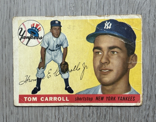 1955 MLB Topps Baseball | Tom Carroll | #158 | New York Yankees | POOR COND.