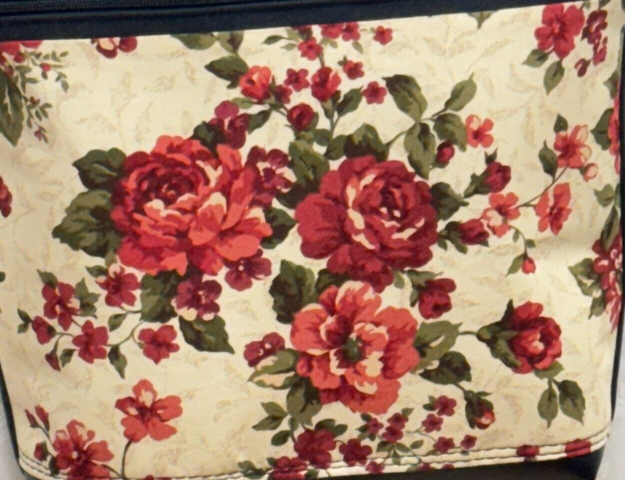 Crossbody Bag Black Red Roses Handmade Adjustable Strap 2 Outside Pockets-image