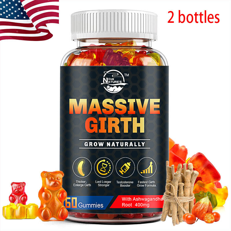 XXXL Plus Size Male ENLARGER Longer Wider Bigger Man Natural Growth Gummies x 2p