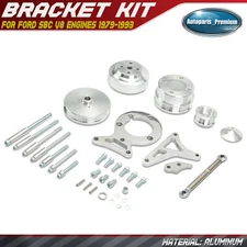 29xAluminum Polished Pulley & Bracket Kit Serpentine Foxbody for Ford SBC Engine