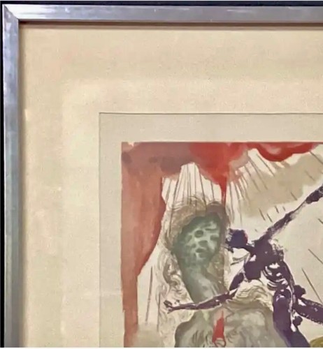 Pintura surrealista firmada de Salvador Dalí tallada en madera - Imagen 2 de 8