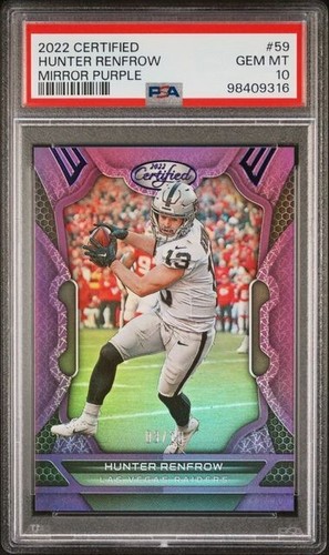 Hunter Renfrow 2022 Panini certified Mirror Purple 3/10 #59 PSA 10 - 第 1/2 張圖片