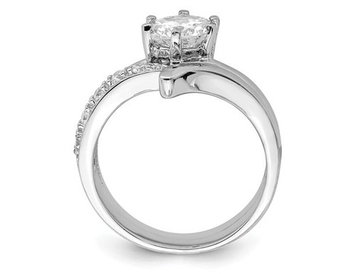 Sterling Silver Engagement Wedding Ring Set with Simulated Cubic Zirconia (CZ) - Picture 3 of 4